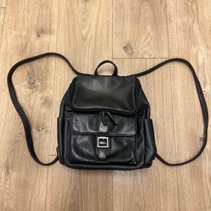 Mini black leather backpack
